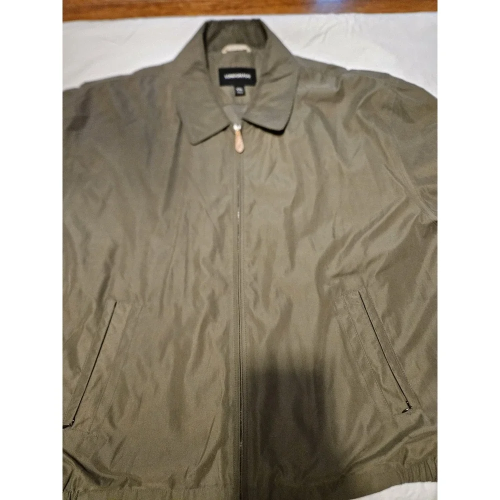 London Fog‎ Jacket Mens XXL Tan Full Zip In Out Pockets Lined Windbreaker Golf